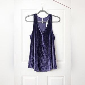 Anthropologie Purple Velvet Tank | Romantic Flowy Racerback Top